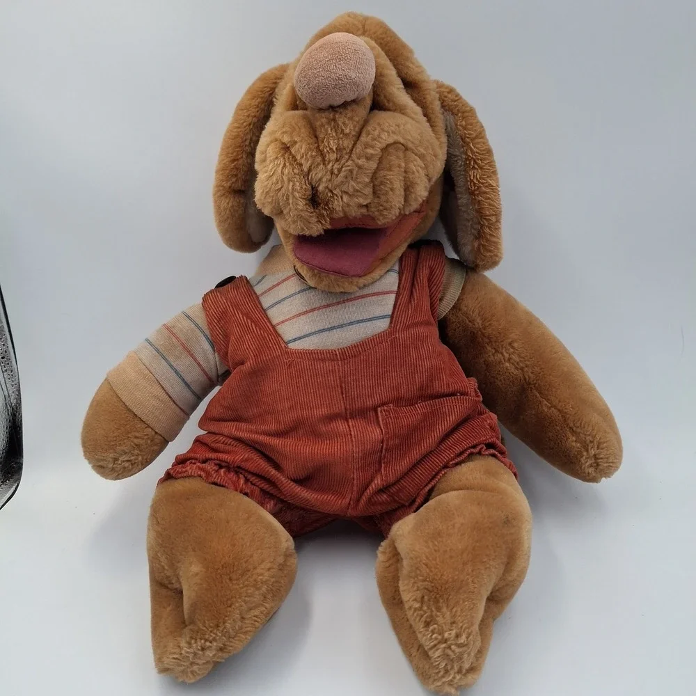 Vtg 1981 Ganz Bros Wrinkles Dog Puppet Plush Heritage Collection Overalls‎ Tag
